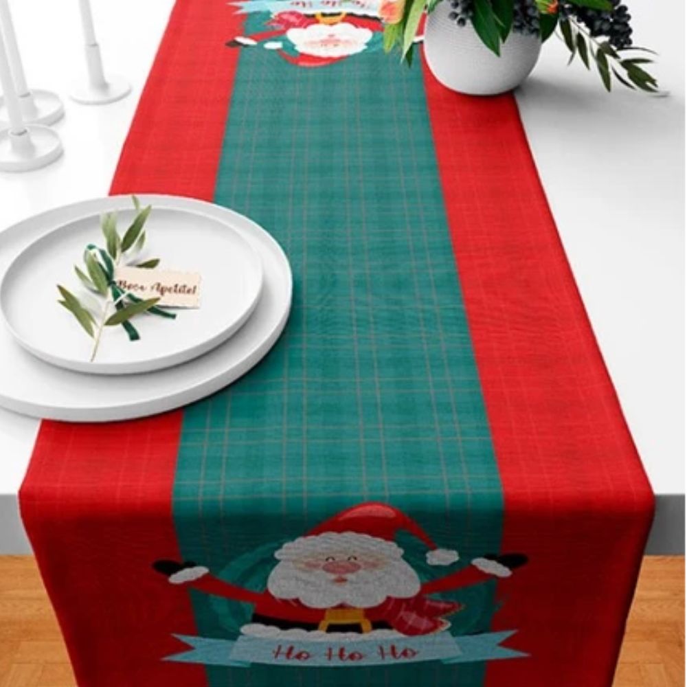 Kit Natal 4 Capas de Almofada + Kit 3 Tapetes + 1 Trilho de Mesa - Natal Xadrez