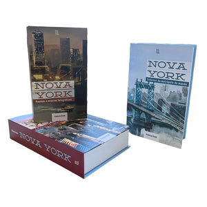 Kit 3un Caixa Porta Objeto Livro Fake Decorativo - Nova York