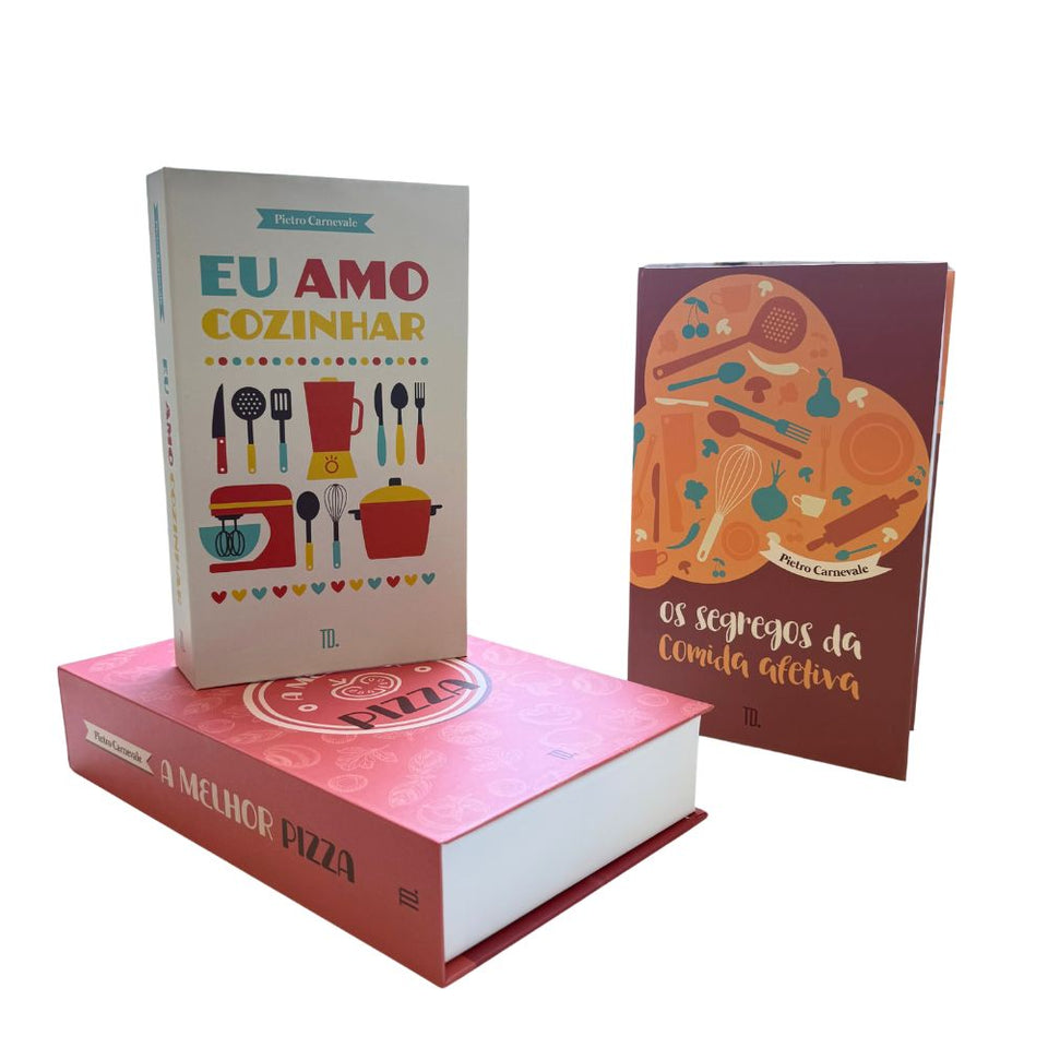 Kit 3un Caixa Porta Objeto Livro Fake Decorativo - Pizza