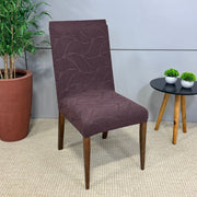 Capa de Cadeira Suede Jacquard Alto Relevo- Pluma Marrom