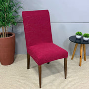 Capa de Cadeira Suede Jacquard Alto Relevo- Pluma Vinho