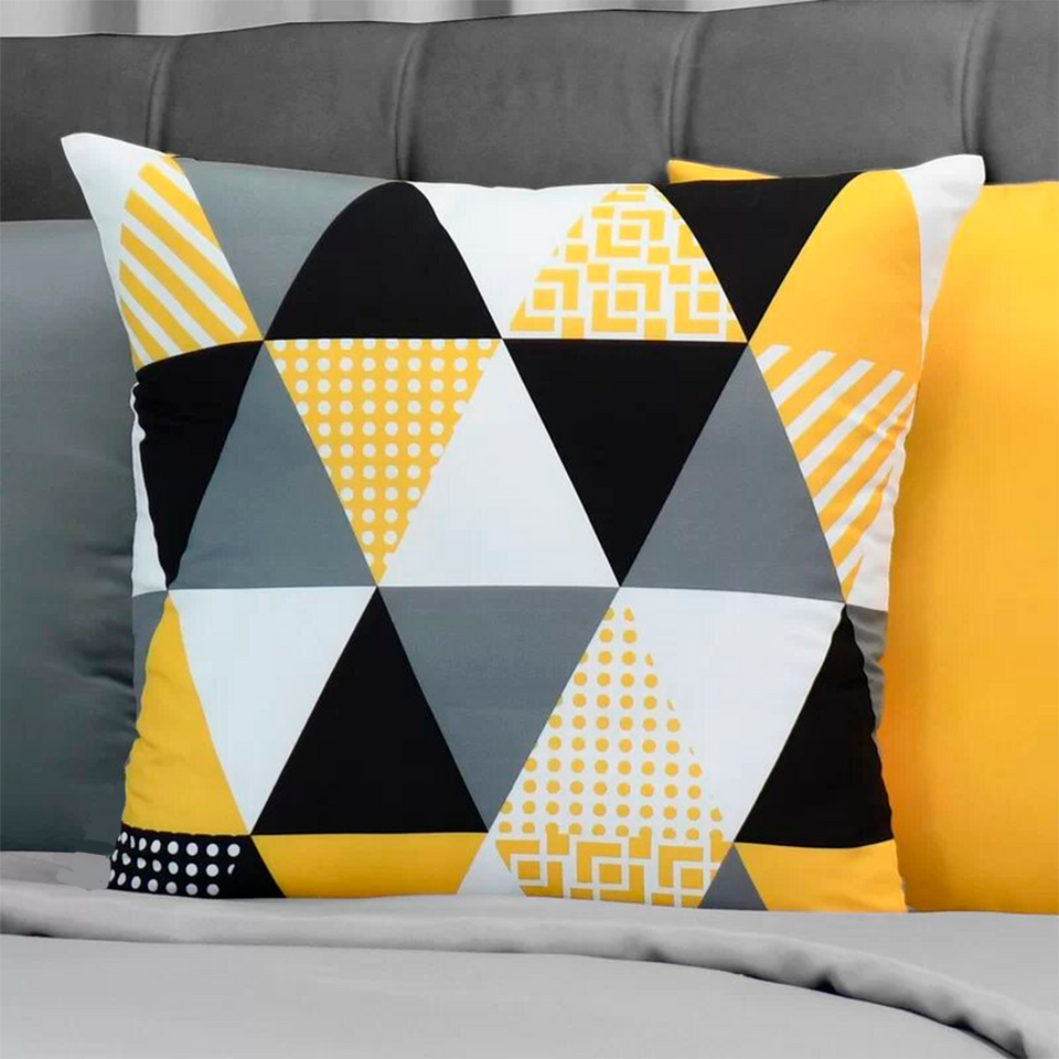 Kit 4 Capas de Almofada - Geométrico Amarelo