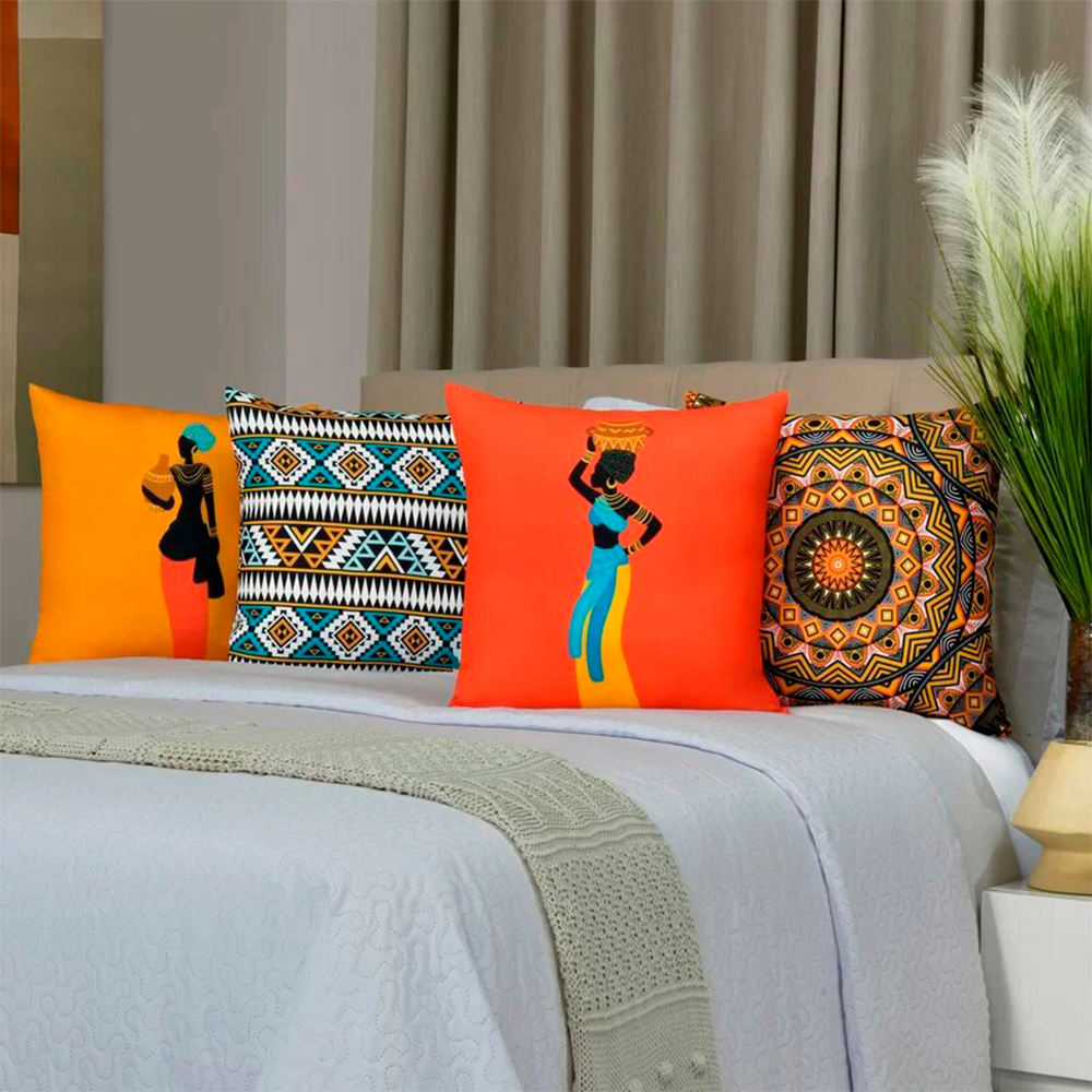Kit 4 Capas de Almofada - Cultura africana