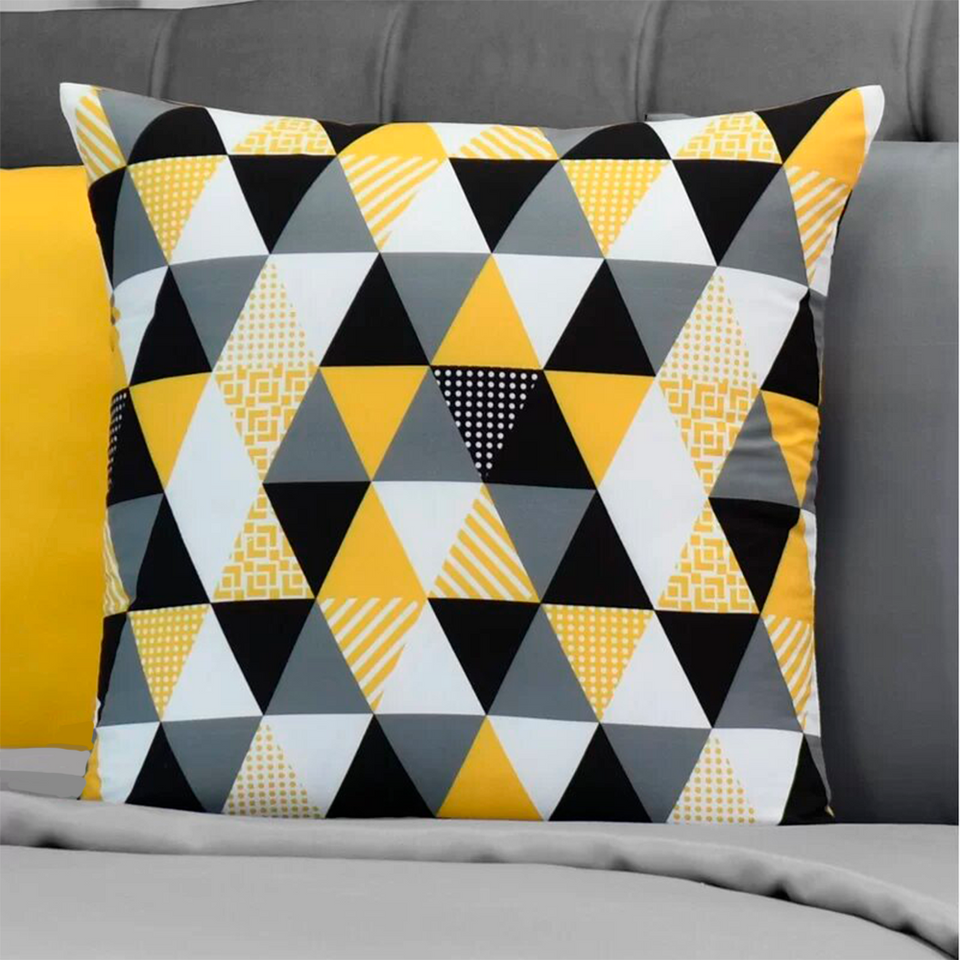 Kit 4 Capas de Almofada - Geométrico Amarelo