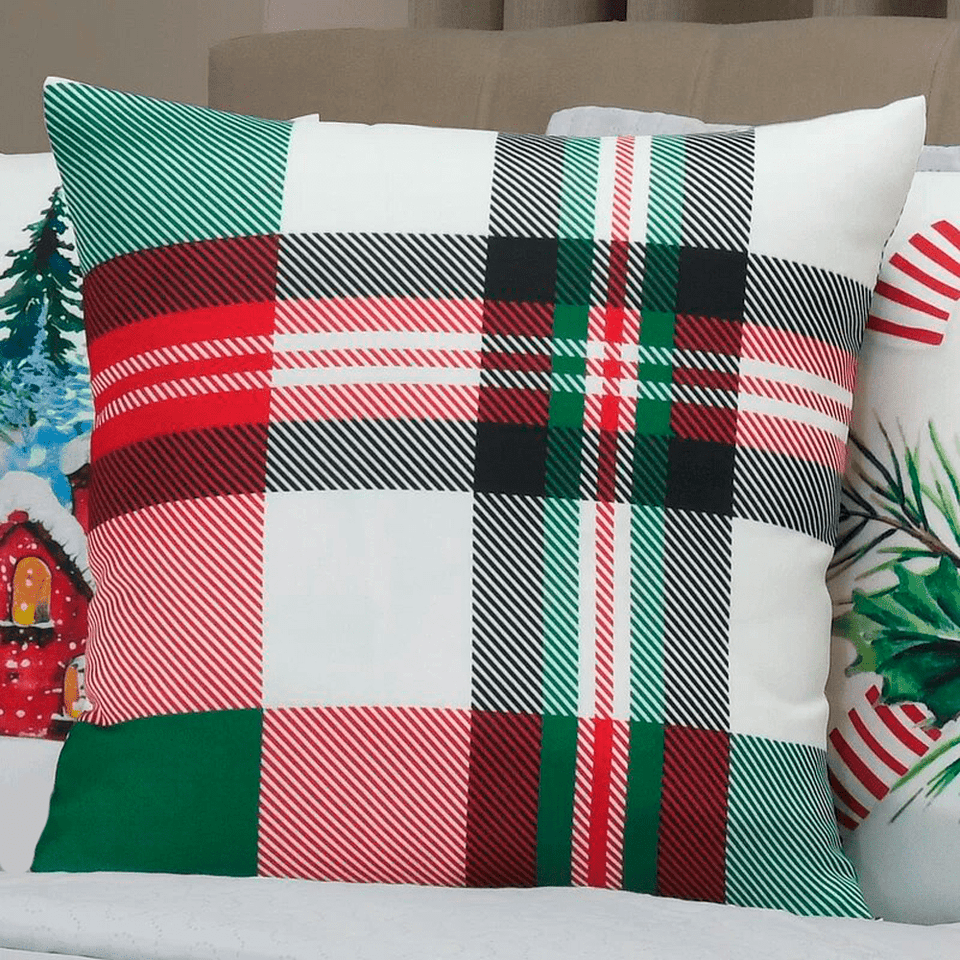Kit 4 Capas de Almofada - Paisagem de Natal
