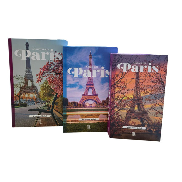 Kit 3un Caixa Porta Objeto Livro Fake Decorativo - Primavera em Paris