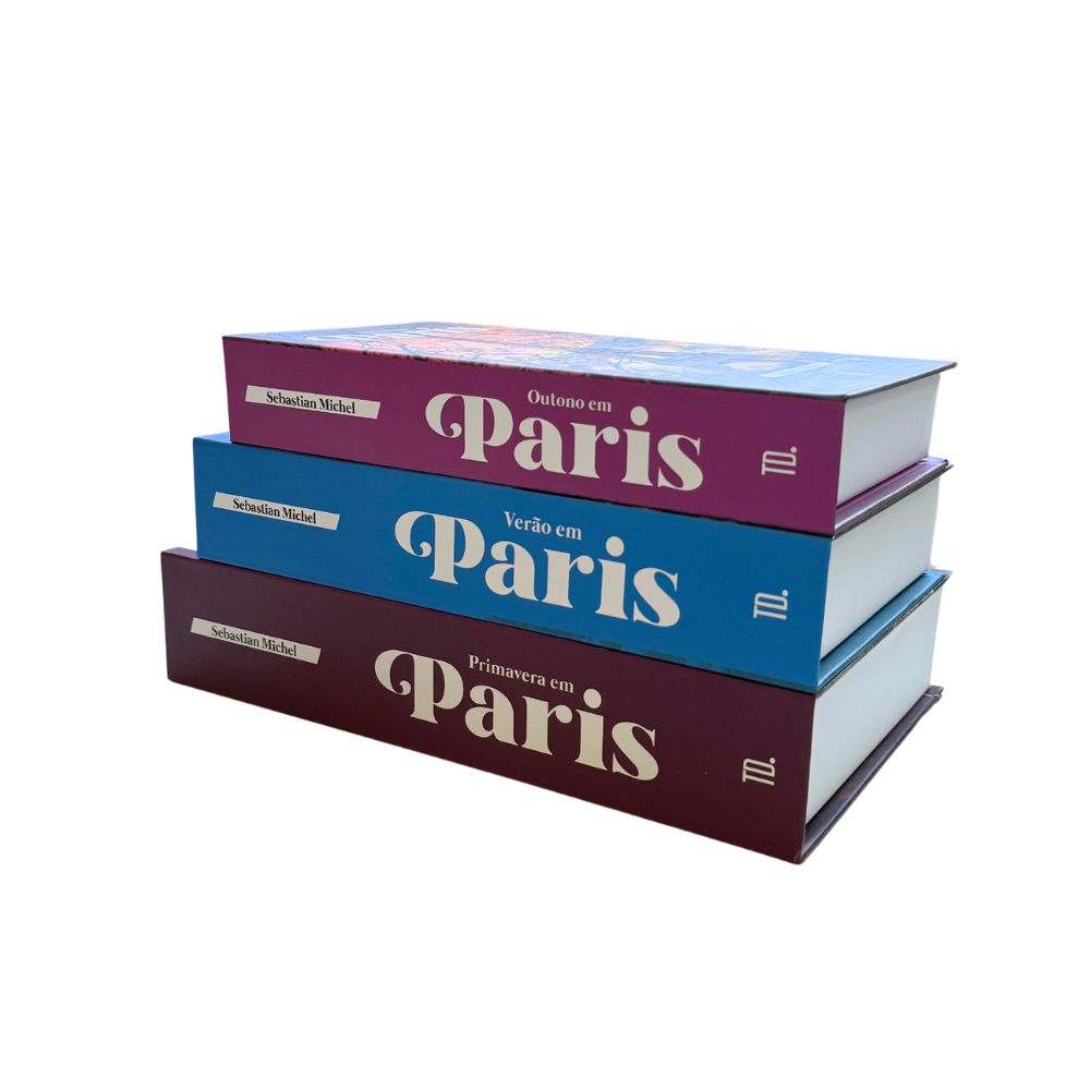 Kit 3un Caixa Porta Objeto Livro Fake Decorativo - Primavera em Paris