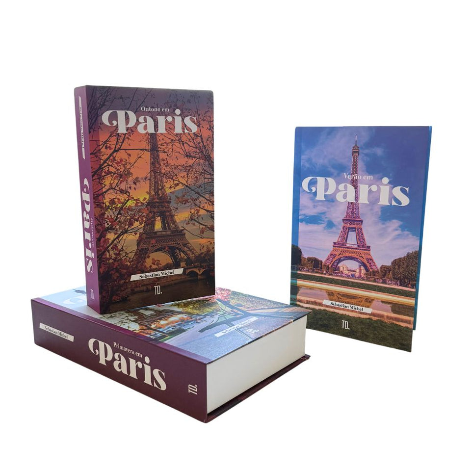 Kit 3un Caixa Porta Objeto Livro Fake Decorativo - Primavera em Paris