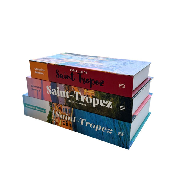 Kit 3un Caixa Porta Objeto Livro Fake Decorativo - Saint Tropez