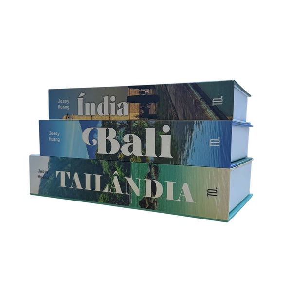 Kit 3un Caixa Porta Objeto Livro Fake Decorativo - Tailândia