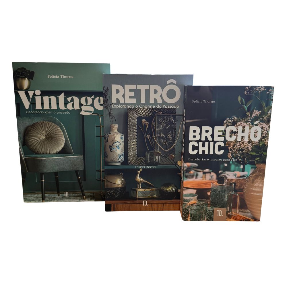 Kit 3un Caixa Porta Objeto Livro Fake Decorativo - Vintage
