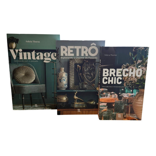 Kit 3un Caixa Porta Objeto Livro Fake Decorativo - Vintage