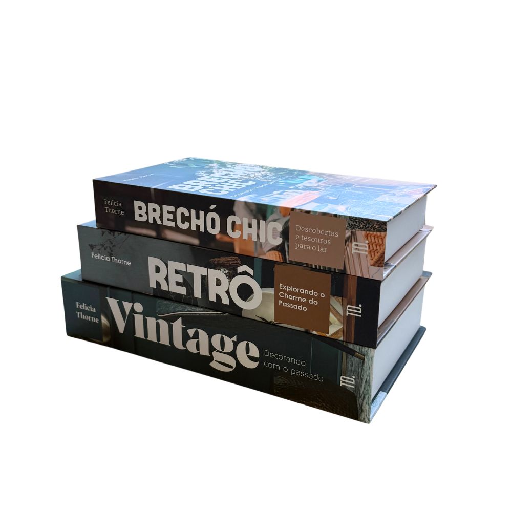 Kit 3un Caixa Porta Objeto Livro Fake Decorativo - Vintage