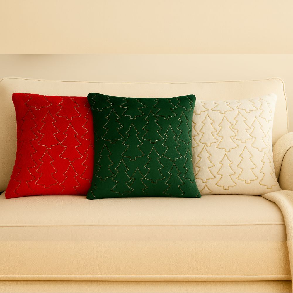 Kit 3 Capas de Almofadas  Árvore de Natal Lantejoula