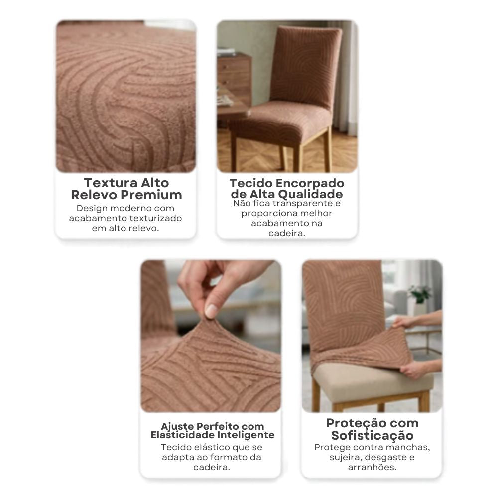 Capa de Cadeira Alto Relevo Suede Pirâmide- Off White
