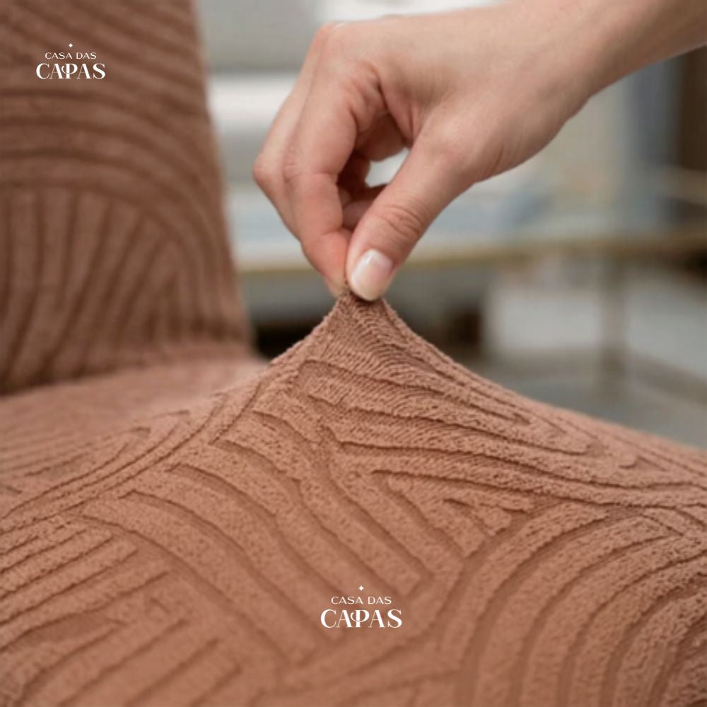 Capa de Cadeira Alto Relevo Suede Pirâmide- Off White