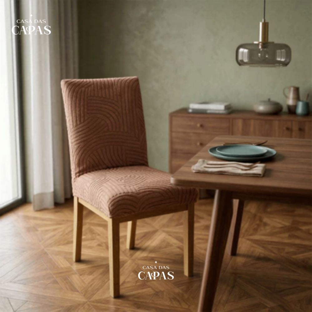 Capa de Cadeira Alto Relevo Suede Pirâmide- Off White