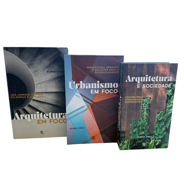 Kit 3un Caixa Porta Objeto Livro Fake Decorativo - Arquitetura