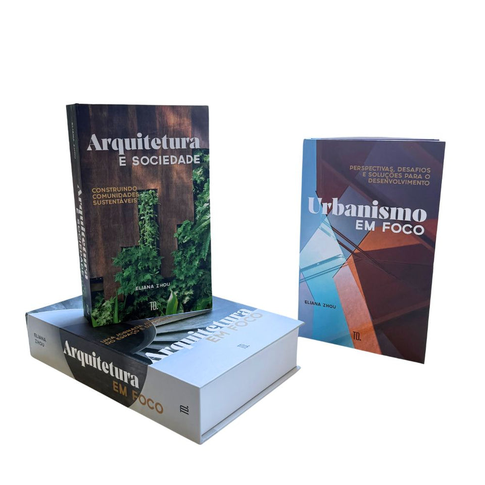 Kit 3un Caixa Porta Objeto Livro Fake Decorativo - Arquitetura