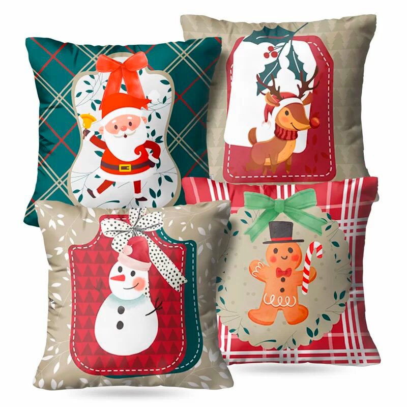 Kit 4 Capas de Almofada - Biscoito de Natal