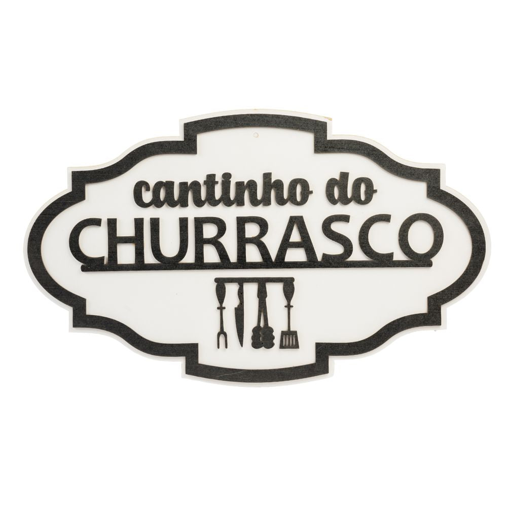 Placa Decorativa Cantinho do Churrasco Oval- Várias Cores