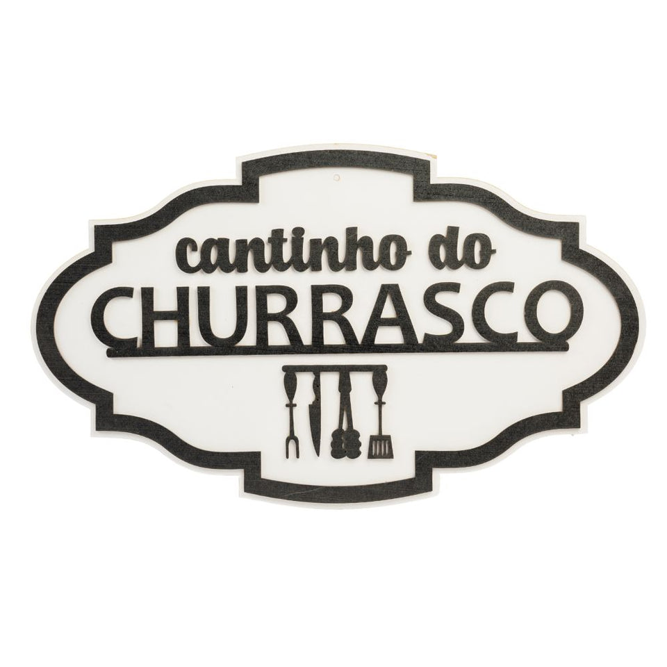 Placa Decorativa Cantinho do Churrasco Oval- Várias Cores