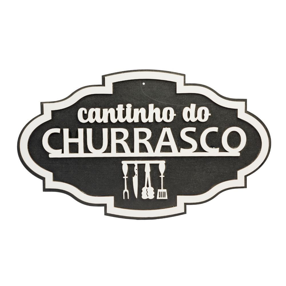 Placa Decorativa Cantinho do Churrasco Oval- Várias Cores