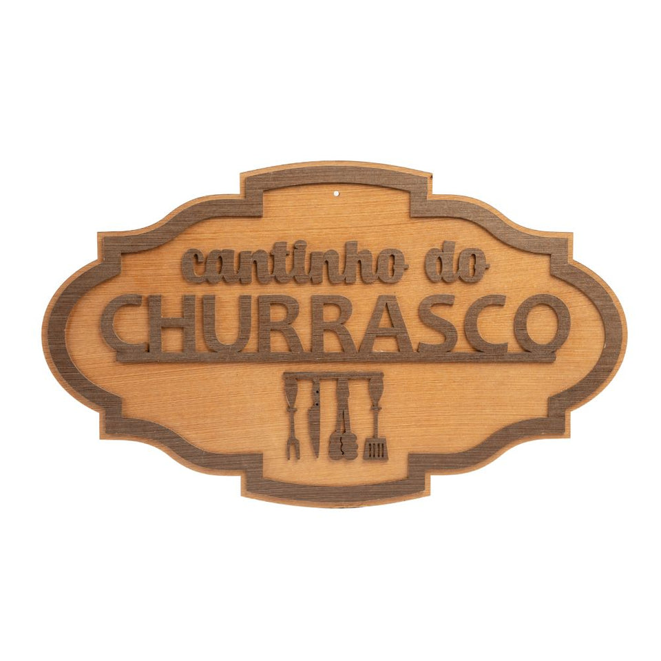 Placa Decorativa Cantinho do Churrasco Oval- Várias Cores