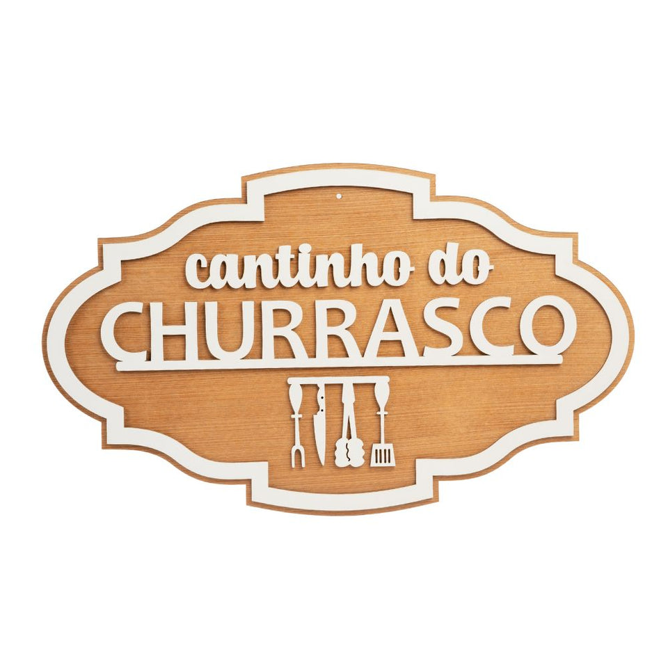 Placa Decorativa Cantinho do Churrasco Oval- Várias Cores