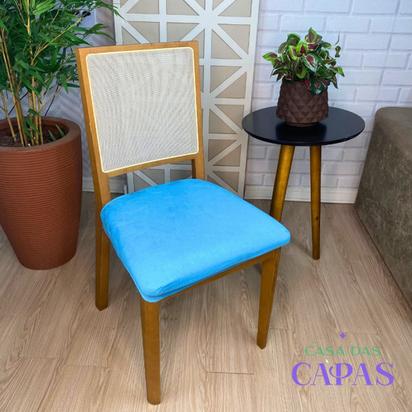 Capa para Assento de Cadeira Suede - Azul Claro