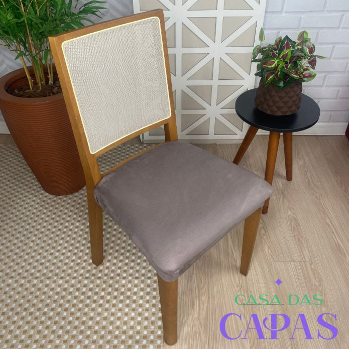 Capa para Assento de Cadeira Suede - Cinza