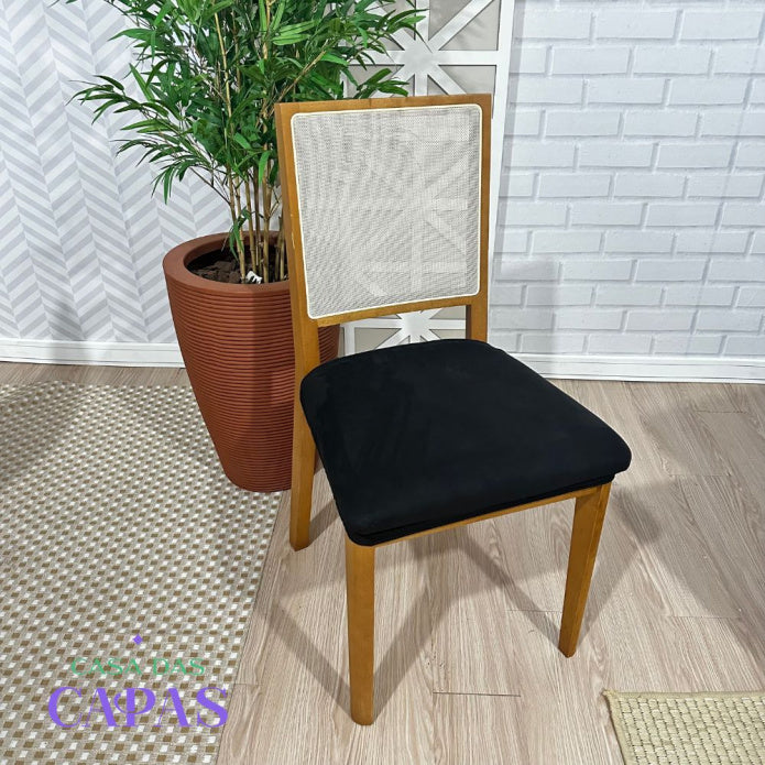 Capa para Assento de Cadeira em Suede - Preta