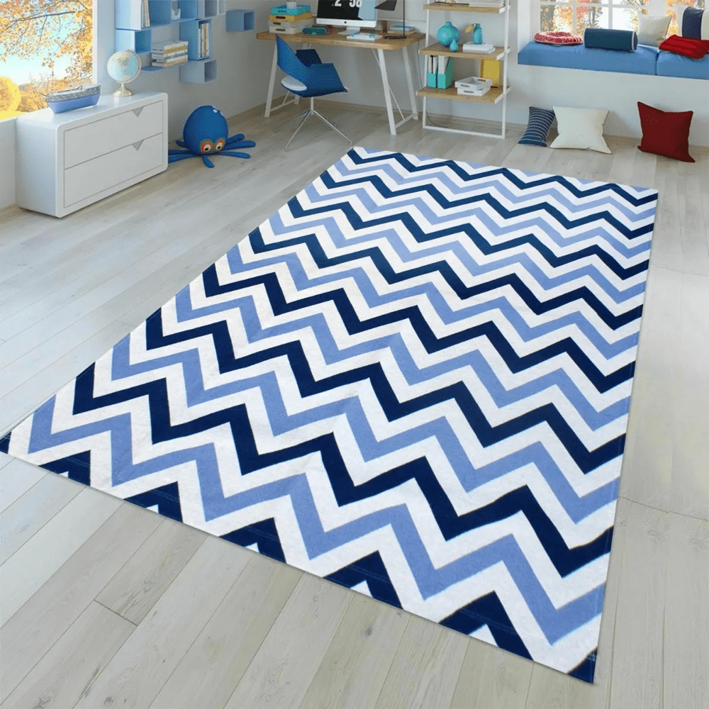 Tapete Legend AntiDerrapante - Azul/Branco casadas-capas