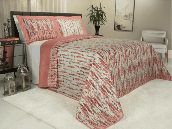 Cobre Leito de Microfibra - Florido Rosa