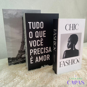 Conjunto Caixa Porta Objetos/Livro Decorativa Luxo - Casablanca