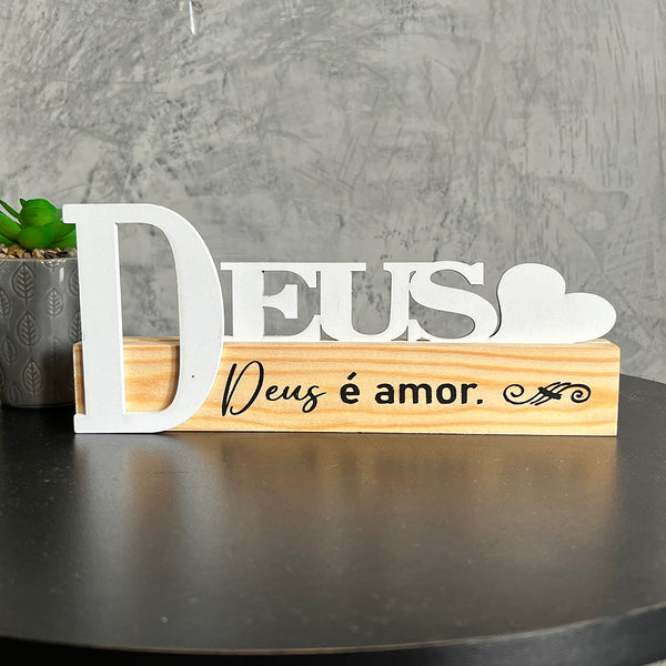 Enfeite Decorativo Branco - Deus