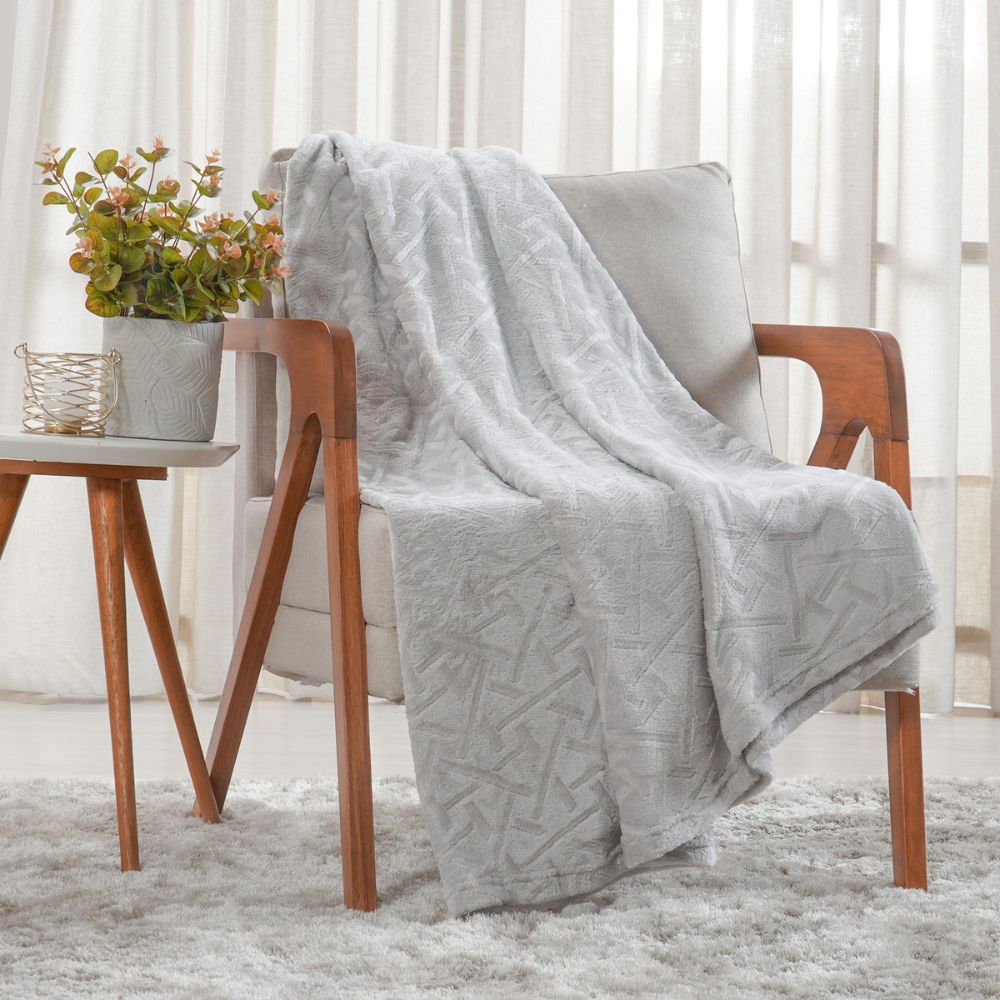 Manta Flannel Brushed Cinza- Vários Tamanhos
