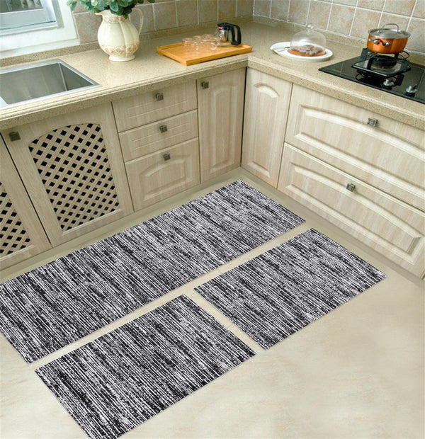 Kit Tapete De Cozinha 3 Peças AntiDerrapante - Gênova Preto
