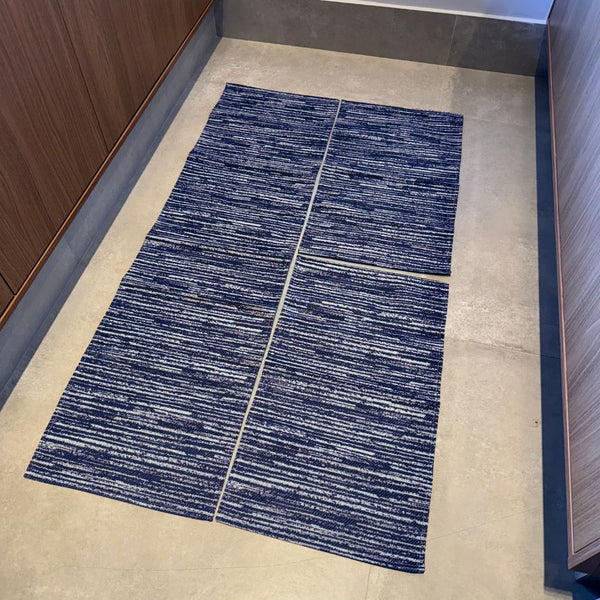 Kit Tapete De Cozinha 3 Peças AntiDerrapante - Gênova Azul Marinho