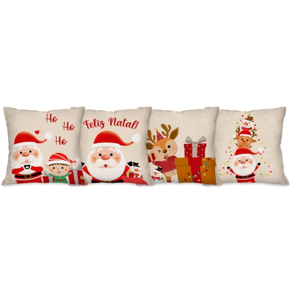 Kit Natal 4 Capas de Almofada + Kit 3 Tapetes + 1 Trilho de Mesa - Ho Ho Ho