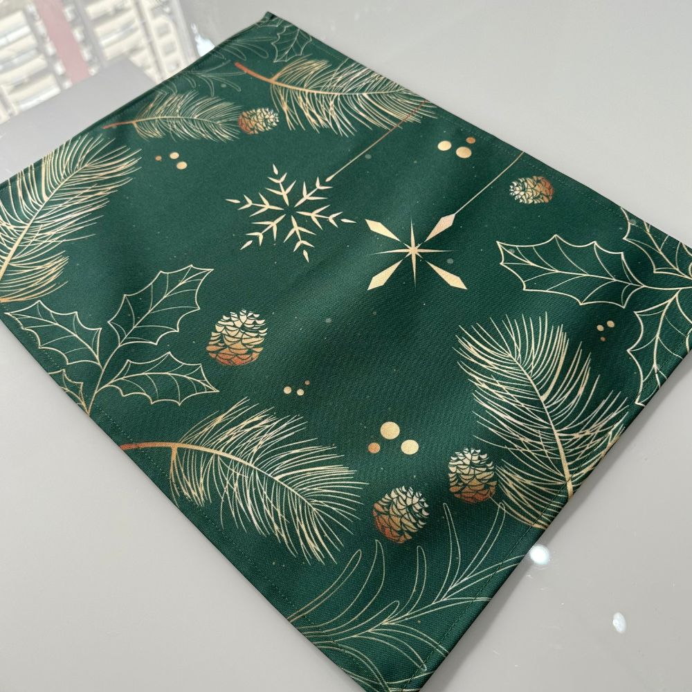 Jogo Americano Natal- Verde e Dourado
