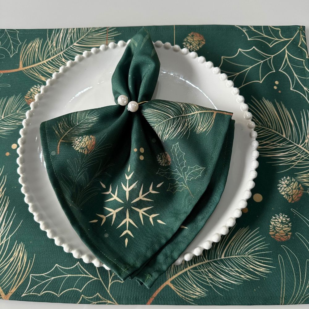 Guardanapo Natal-Verde e Dourado