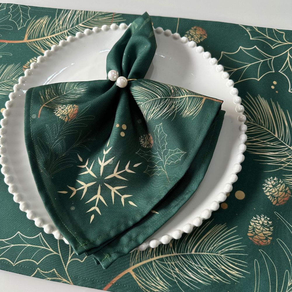 Guardanapo Natal-Verde e Dourado