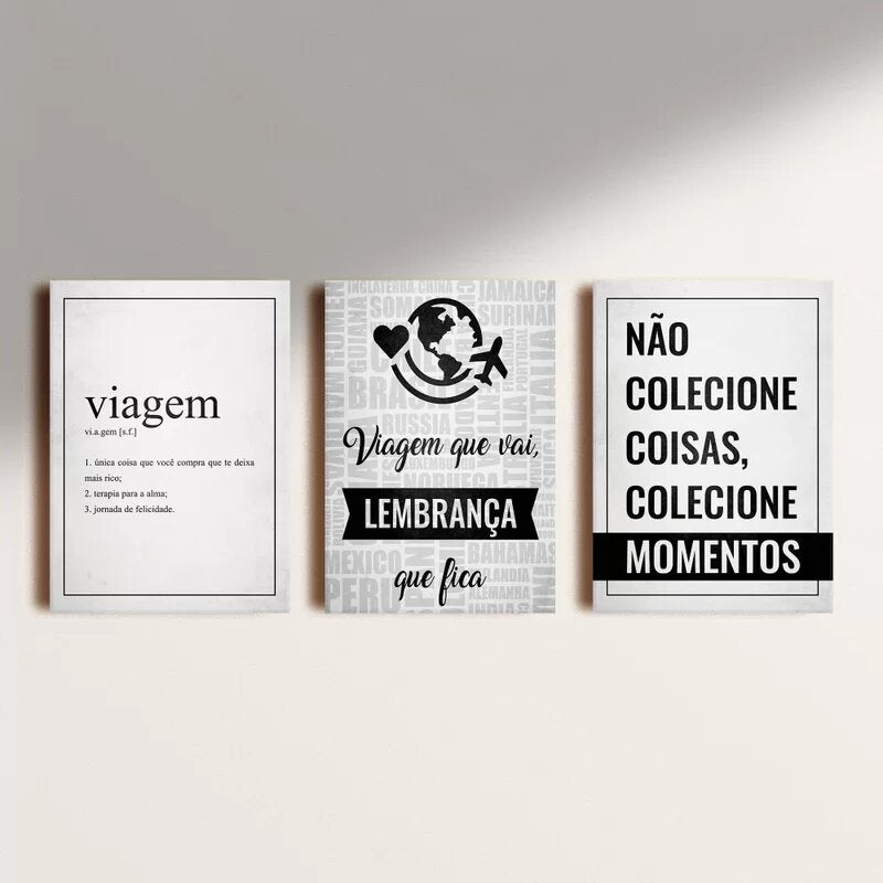 Conjunto com 3 de Quadros Decorativos - Colecione Momentos