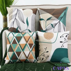 Kit 4 Capas de Almofada - Abstrato Floral