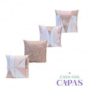 Kit 4 Capas de Almofada - Abstrato Rosa