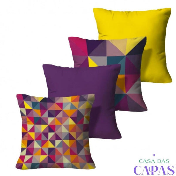 Kit 4 Capas de Almofada - Alegria Roxo