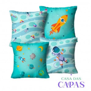 Kit 4 Capas de Almofada - Astronauta