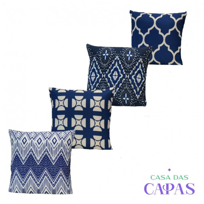 Kit 4 Capas de Almofada - Aurea Azul
