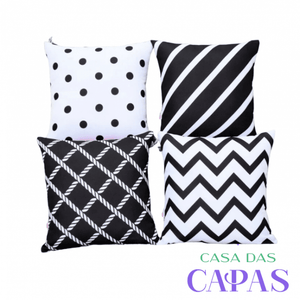 Kit 4 Capas de Almofada - Black and White